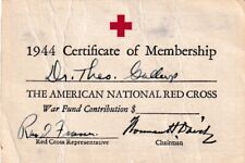New listing
		Vtg. 1944 American National Red Cross Membership Card Certificate of Membership