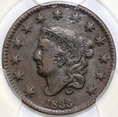 1833 1c N-5 Coronet or Matron Head Large Cent PCGS XF 45 - Image 1 of 4