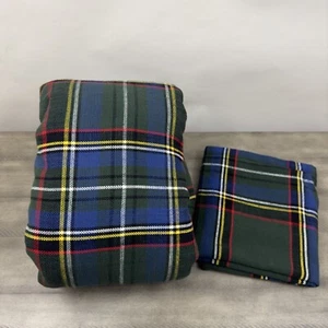 Pottery Barn Stewart Plaid King/Cal. King Duvet+(1) King Sham Green Spot Read - Picture 1 of 9