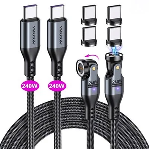 240W Câble de Charge Magnétique USB C 2Pack 18m/18m 240W 48V/5A Câble Magnéti... - Photo 1/6