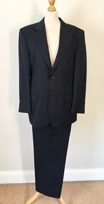Brook Taverner Mens Navy Pinstriped Tailored Wool Suit , Size 42 Short - Image 1 of 4