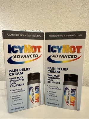 Icy Hot Advanced Pain Relief Cream Two Max Strength analgésico 2 oz conjunto de 2 - Imagem 1 de 4