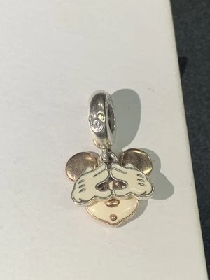Auténtico Dije Pandora, ROSA Mickey Mouse Doble Cuelga #780112C01 Foto 1 de 4