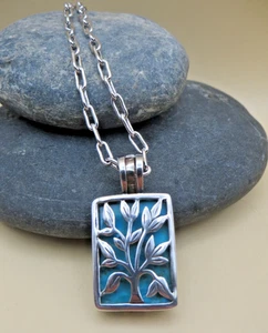 New Blue Turquoise Sterling Silver 925 Tree Of Life Pendant Chain Necklace #1037 - Picture 1 of 13