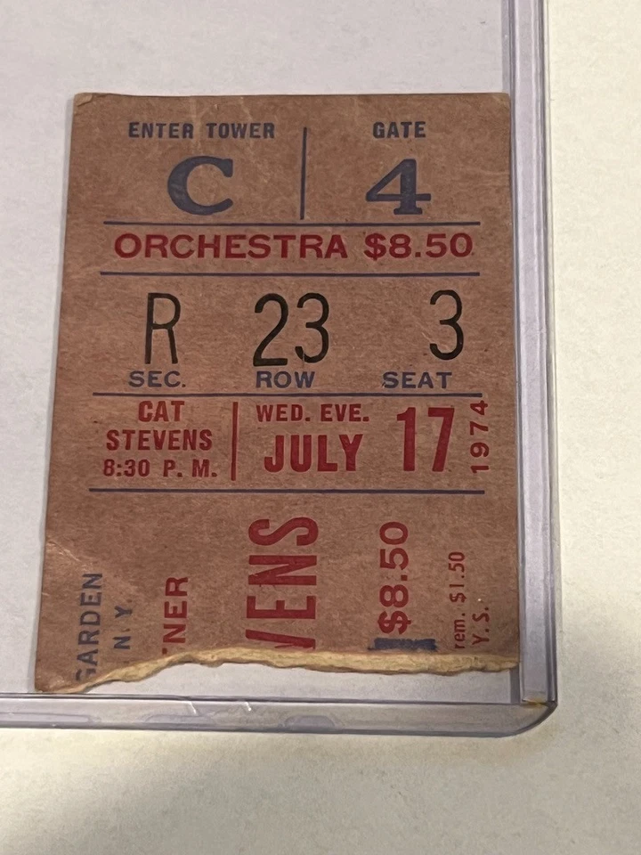 Cat Stevens July 17 1974 Madison Square Garden Ticket Stub - Image 1 of 2
