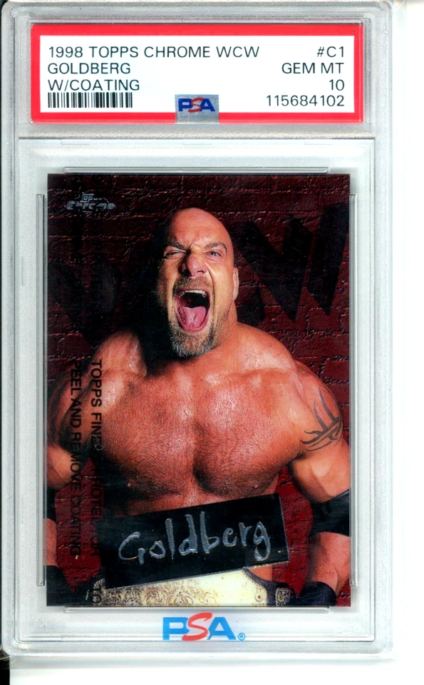 Topps 1998 cromo WCW Bill Goldberg novato con revestimiento PSA 10 POP 3 raro Foto 1 de 2