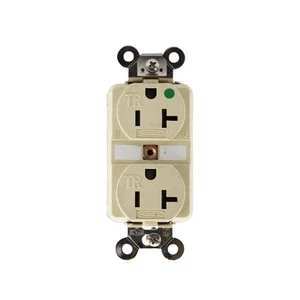 HUBBELL HBL8300SGIA EXTRA HD HOSPITAL GRADE RECEPTACLE, TAMPER, 20A, 125V, IVORY - Picture 1 of 3