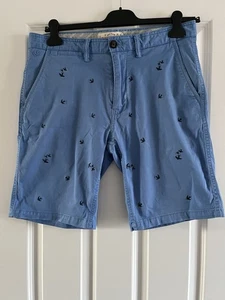 Fatface Men’s Mid Blue Embroidered Bird Detail Mawes Chino Shorts W34 - Picture 1 of 11