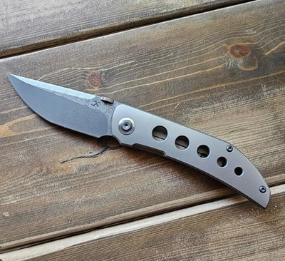 Kansept Knives Tarkin Folding Knife 3.38" Damascus Steel Blade Titanium Handle - Image 1 of 4