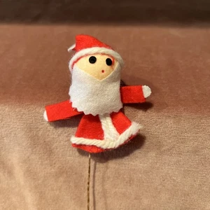 Vintage Felt Handmade Santa Christmas Wire Stick Ornament Japan 7” T - Picture 1 of 10