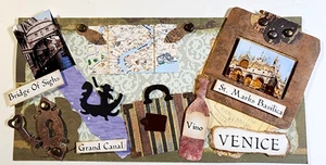 Venice Italy Gondola St. Marks Basilica Canals Vino Map Handmade Ephemera OOAK - Picture 1 of 3