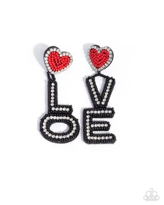 ~ Paparazzi Jewelry ~ Visible Valentines ~ Black ~ LOVE ~ Seed Bead ~ Earrings ~ - Picture 1 of 1