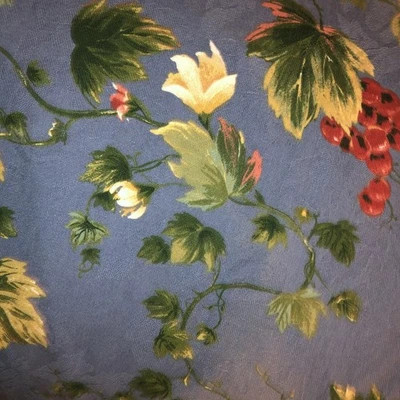 1 par de cortinas de varilla de bolsillo forradas en azul fruta floral Waverly 40x82 difícil de encontrar Foto 1 de 4