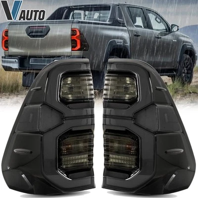 VLAND LED Tail Lights for Toyota Hilux 2015-2020 SMOKE Brake Light with LED DRL - Image 1 of 4