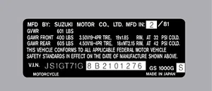 SUZUKI GS1000G HEADTUBE TAG / REPRO DECAL - Picture 1 of 1