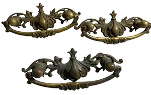 Antique Victorian Ornate Art Nouveau Brass Dresser Bureau Handle Pull Federal - Picture 1 of 8