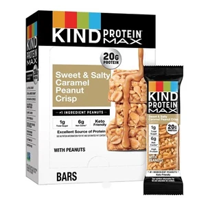 (23) KIND Protein MAX Sweet & Salty Caramel Peanut Crisp Snack Bars - Picture 1 of 1