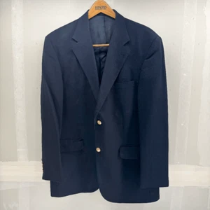 Lands End Sport Coat Mens 41R Navy Blue Wool Blazer Jacket Gold Buttons Career - Picture 1 of 6