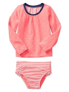 New GAP Girls 2 pc Swimwear Longsleeve Rashguard Bottom peach UPF 40+ size 5 - Picture 1 of 1