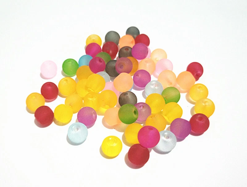 100pz misti perline 6mm tondo in vetro trasparente satinato opaco bijoux - Immagine 1 di 1