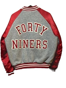 VTG 80s San Francisco 49ers Satin & Wool Bomber Varsity Jacket Large Chalk Line - Picture 1 of 8