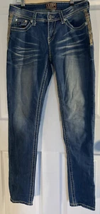Cowgirl Up Women’s Denim Jeans Sz 29/34 Embroidery w/ Lace & Bling Back Pockets - Picture 1 of 9