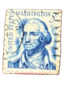 Vintage George Washington Five Cent Stamp Blue RARE!! Ungraded Great Condition. - Picture 1 of 3