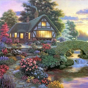 Diamond Painting 5D Full Square 50cmx50cm, Garden Cottage, Free Post Oz Seller - Imagen 1 de 3