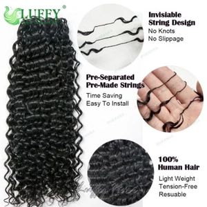 Pre Looped Crochet Human Hair Curly Crochet Hair Feather Human Hair Extensions - Picture 1 of 11
