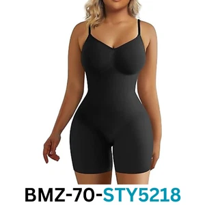 SHAPERX Women Bodysuit Tummy Control Mid Thigh Butt Lifter Shapewear, Black S-XL - Picture 1 of 6