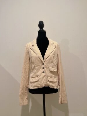 Blazer para mujer Calvin Klein Jeans chaqueta de pana crema/marfil, 3 botones talla L Foto 1 de 4