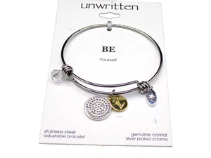 Unwritten Stainless Steel Adjustable Bangle Bracelet Initial Z Charm Crystal $55 - Picture 1 of 3