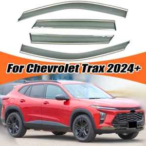 4pcs For Chevrolet Trax 2024+ Window Visor Rain Guard Smoke Tinted W/Chrome Trim - Picture 1 of 14