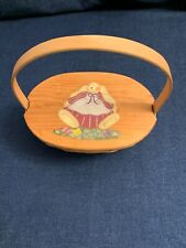 Longaberger 1992 Easter / Spring Oval Basket with Custom Painted Bunny Lid