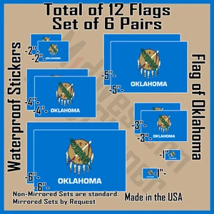 12+ Oklahoma State Flag Stickers/Decals, 6" waterproof, bumper OK - Picture 1 of 6