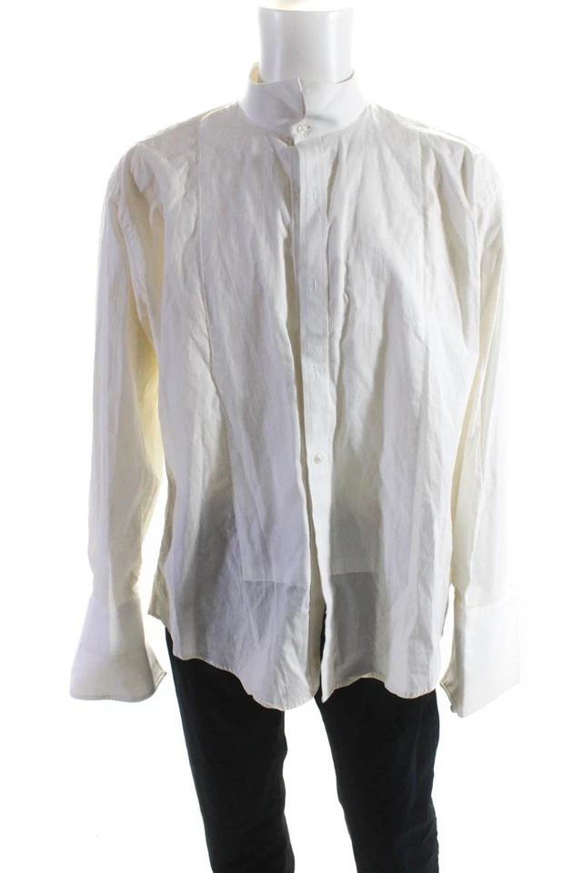 Camisa de vestir Bill Blass para hombre de algodón con cuello abotonado manga larga blanca talla 17 Foto 1 de 4