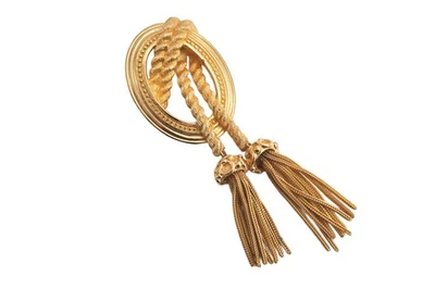 Authentic Christian Dior Vintage String Motif Brooch Gold Tone CD 4283N - Image 1 of 4