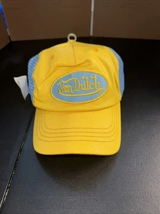 Von Dutch Trucker Hat Mesh Snapback Yellow& Blue NWT - Picture 1 of 6