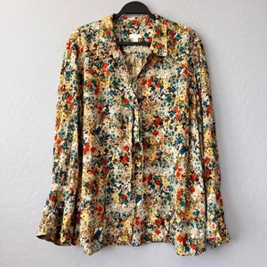 J Jill Floral Button Down Shirt Oberteil Damen 4X Langarm Beige Mehrfarbig - Bild 1 von 8
