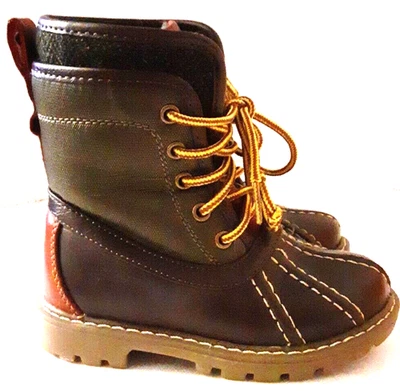 Tommy Hilfiger Niños Pequeños Talla 7 Charles Pato Botas Marrón Oscuro Coñac Verde Oliva Foto 1 de 4