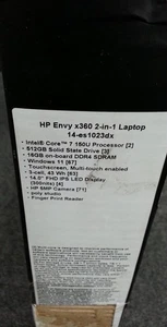 HP 14-es1023dx Envy x360 2-In-1 Touch Laptop 14" 512GB SSD 150U 16GB Win 11 - Picture 1 of 7