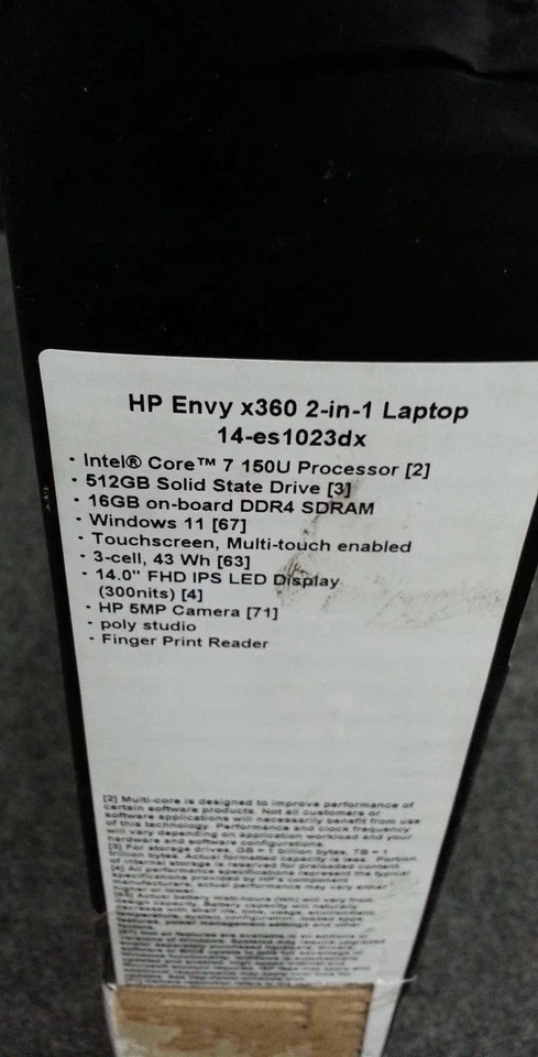 HP 14-es1023dx Envy x360 2-In-1 Touch Laptop 14" 512GB SSD 150U 16GB Win 11 - Image 1 of 4