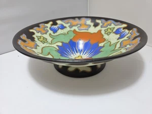 Goedewaagen Holland große florale Fußschale 93/8" Herzstück Gouda Jugendstil - Bild 1 von 18