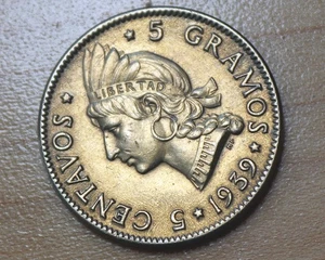 1939 Dominikanische Republik 5 Centavos Philadelphia Münze - Bild 1 von 2