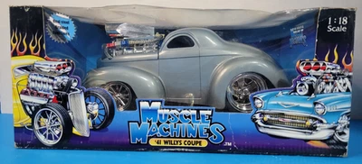 Muscle Machines Too Cool Silver Grey 1941 '41 Willys Coupe 1:18 Scale Hot Rod - Image 1 of 4