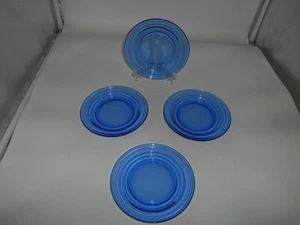 Precioso Juego de 4 Platos de Pan Vintage Hazel Atlas Azul Cobalto Tono Moderno 6" - Imagen 1 de 8