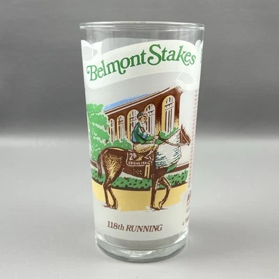 Vintage 1986 Official Belmont Stakes 5.25" Glass Horse Racing 118th Running - Image 1 of 4