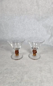 2 Vintage Bryce Amber Swirl Optik Champagner Cocktail Glas Sherbert SIEHE FOTOS  - Bild 1 von 11