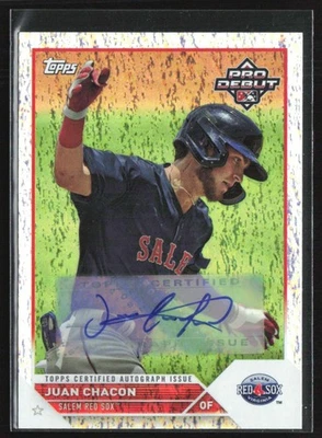 Juan Chacon 2023 Topps Pro Debut Sparkle Foil Auto /199 #PD-31 Salem Red Sox - Image 1 of 3
