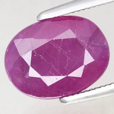 3.66ct  9.7x7.3mm Oval 100%Natural Unheated Purplish Red Ruby Guinea, Africa - Image 1 of 4